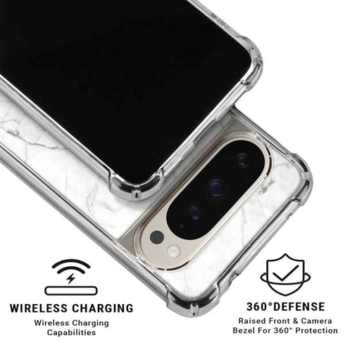 White Marble Pixel 9 Pro XL Clear Case
